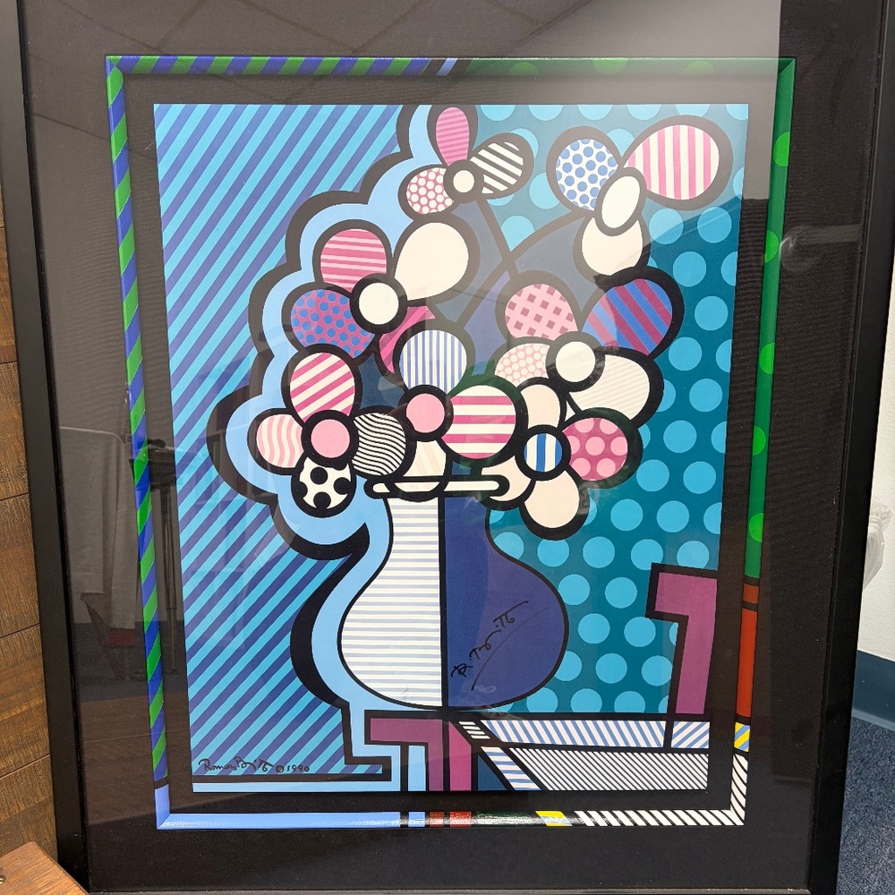 Romero Britto “Flowers” – Hand-Signed Limited Edition Serigraph – 24 x 21 in – F